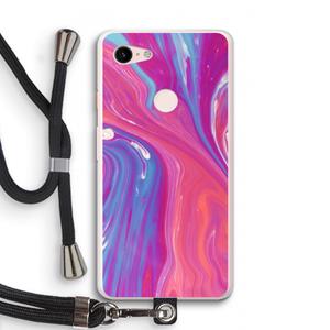 CaseCompany Paarse stroom: Pixel 3 XL Transparant Hoesje met koord