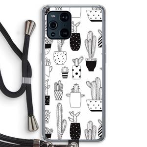 CaseCompany Cactusmotief: Oppo Find X3 Pro Transparant Hoesje met koord