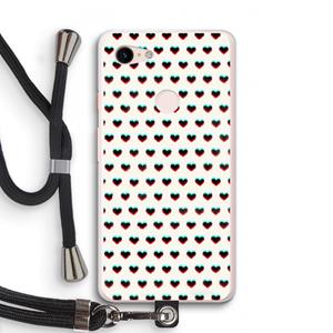 CaseCompany Hartjes: Pixel 3 XL Transparant Hoesje met koord