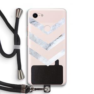 CaseCompany Marmeren pijlen: Pixel 3 XL Transparant Hoesje met koord