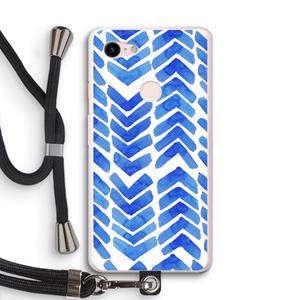 CaseCompany Blauwe pijlen: Pixel 3 XL Transparant Hoesje met koord