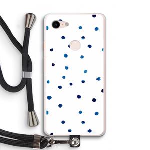 CaseCompany Blauwe stippen: Pixel 3 XL Transparant Hoesje met koord