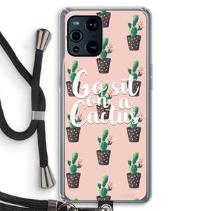 CaseCompany Cactus quote: Oppo Find X3 Pro Transparant Hoesje met koord