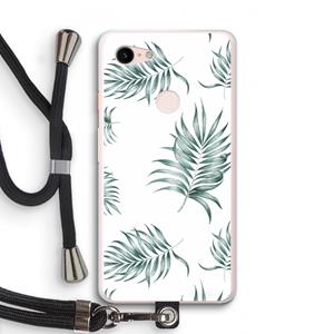 CaseCompany Simple leaves: Pixel 3 XL Transparant Hoesje met koord