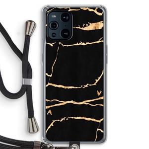 CaseCompany Gouden marmer: Oppo Find X3 Pro Transparant Hoesje met koord
