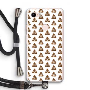 CaseCompany Poop emoji: Pixel 3 XL Transparant Hoesje met koord