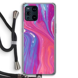 CaseCompany Paarse stroom: Oppo Find X3 Pro Transparant Hoesje met koord