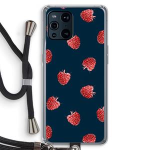 CaseCompany Framboosjes: Oppo Find X3 Pro Transparant Hoesje met koord