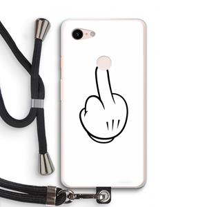 CaseCompany Middle finger white: Pixel 3 XL Transparant Hoesje met koord