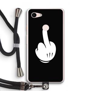 CaseCompany Middle finger black: Pixel 3 XL Transparant Hoesje met koord