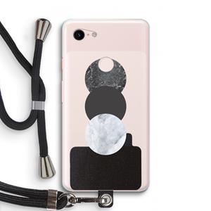 CaseCompany Marmeren cirkels: Pixel 3 XL Transparant Hoesje met koord