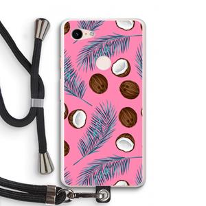 CaseCompany Kokosnoot roze: Pixel 3 XL Transparant Hoesje met koord