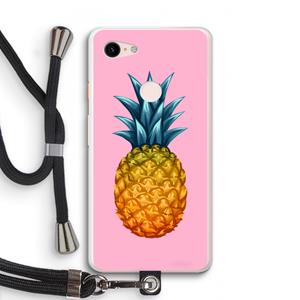 CaseCompany Grote ananas: Pixel 3 XL Transparant Hoesje met koord