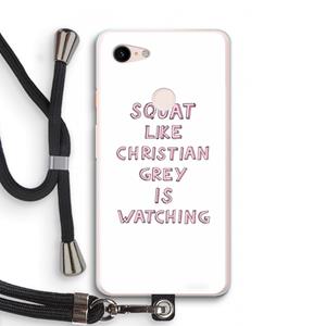 CaseCompany Christian Grey: Pixel 3 XL Transparant Hoesje met koord