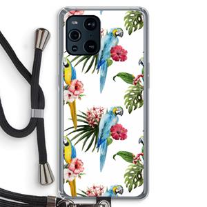 CaseCompany Kleurrijke papegaaien: Oppo Find X3 Pro Transparant Hoesje met koord