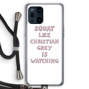 CaseCompany Christian Grey: Oppo Find X3 Pro Transparant Hoesje met koord