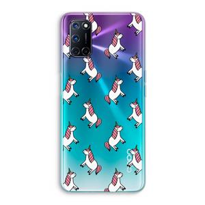 CaseCompany Eenhoorns overal: Oppo A92 Transparant Hoesje