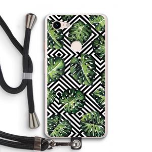 CaseCompany Geometrische jungle: Pixel 3 XL Transparant Hoesje met koord