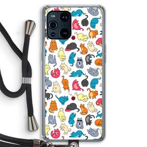 CaseCompany Kleurrijke katten: Oppo Find X3 Pro Transparant Hoesje met koord