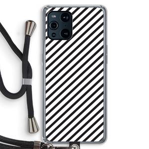CaseCompany Strepen zwart-wit: Oppo Find X3 Pro Transparant Hoesje met koord