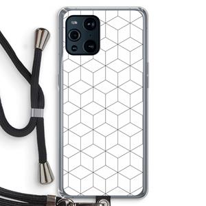 CaseCompany Zwart-witte kubussen: Oppo Find X3 Pro Transparant Hoesje met koord