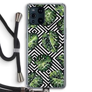 CaseCompany Geometrische jungle: Oppo Find X3 Pro Transparant Hoesje met koord