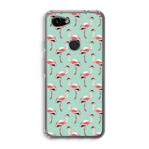 CaseCompany Flamingoprint groen: Google Pixel 3a Transparant Hoesje