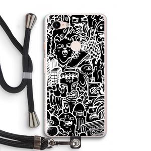 CaseCompany Vexx Black Mixtape: Pixel 3 XL Transparant Hoesje met koord