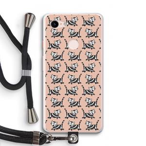 CaseCompany Zwarte poes: Pixel 3 XL Transparant Hoesje met koord