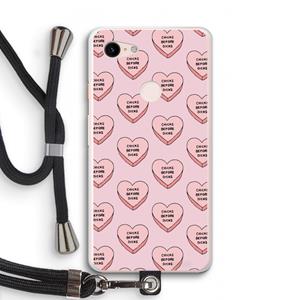 CaseCompany Chicks before dicks: Pixel 3 XL Transparant Hoesje met koord