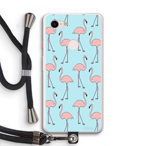 CaseCompany Anything Flamingoes: Pixel 3 XL Transparant Hoesje met koord