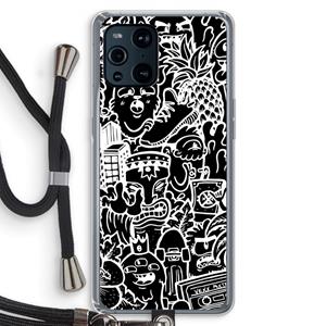 CaseCompany Vexx Black Mixtape: Oppo Find X3 Pro Transparant Hoesje met koord