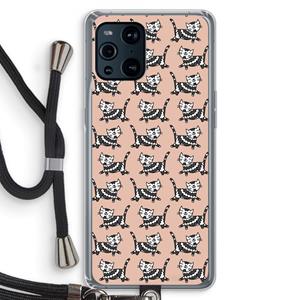 CaseCompany Zwarte poes: Oppo Find X3 Pro Transparant Hoesje met koord