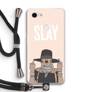 CaseCompany Slay All Day: Pixel 3 XL Transparant Hoesje met koord
