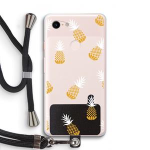 CaseCompany Ananasjes: Pixel 3 XL Transparant Hoesje met koord