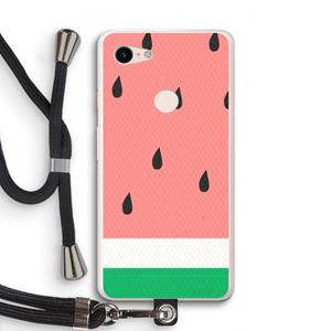 CaseCompany Watermeloen: Pixel 3 XL Transparant Hoesje met koord