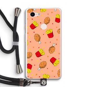 CaseCompany Chicken 'n Fries: Pixel 3 XL Transparant Hoesje met koord
