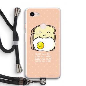 CaseCompany Sleep All Day: Pixel 3 XL Transparant Hoesje met koord