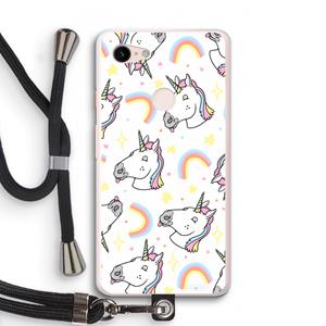 CaseCompany Rainbow Unicorn: Pixel 3 XL Transparant Hoesje met koord