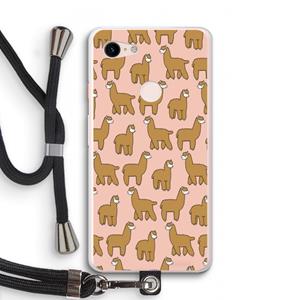 CaseCompany Alpacas: Pixel 3 XL Transparant Hoesje met koord