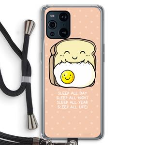 CaseCompany Sleep All Day: Oppo Find X3 Pro Transparant Hoesje met koord