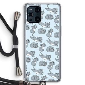 CaseCompany Poezen: Oppo Find X3 Pro Transparant Hoesje met koord