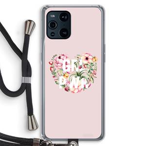 CaseCompany GRL PWR Flower: Oppo Find X3 Pro Transparant Hoesje met koord