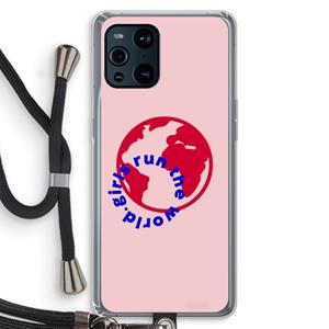 CaseCompany Run The World: Oppo Find X3 Pro Transparant Hoesje met koord