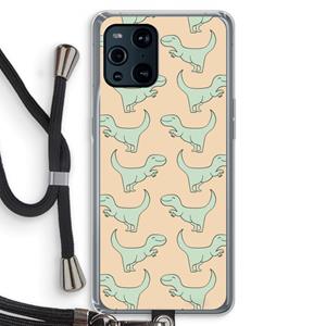 CaseCompany Dinos: Oppo Find X3 Pro Transparant Hoesje met koord