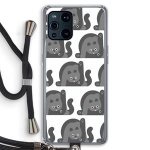 CaseCompany Cats: Oppo Find X3 Pro Transparant Hoesje met koord