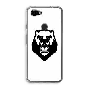 CaseCompany Angry Bear (white): Google Pixel 3a Transparant Hoesje