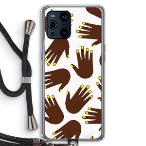 CaseCompany Hands dark: Oppo Find X3 Pro Transparant Hoesje met koord