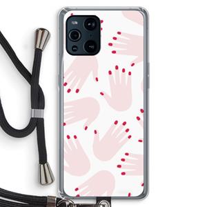 CaseCompany Hands pink: Oppo Find X3 Pro Transparant Hoesje met koord