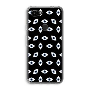 CaseCompany Eyes pattern: Google Pixel 3a Transparant Hoesje